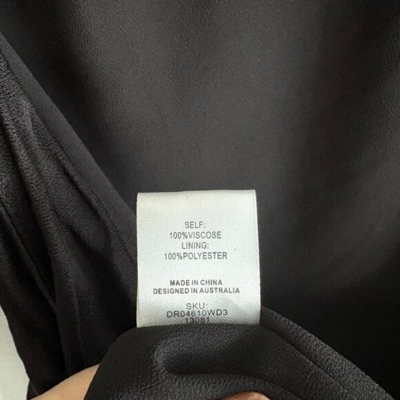 Meshki Davina Satin Black Long Bell Sleeve Mini Dress Black Size XS - Picture 10 of 10